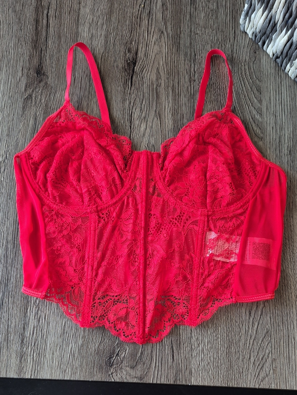 Red Lace Longline Bustier Corset Top - Women Intimates Sz M